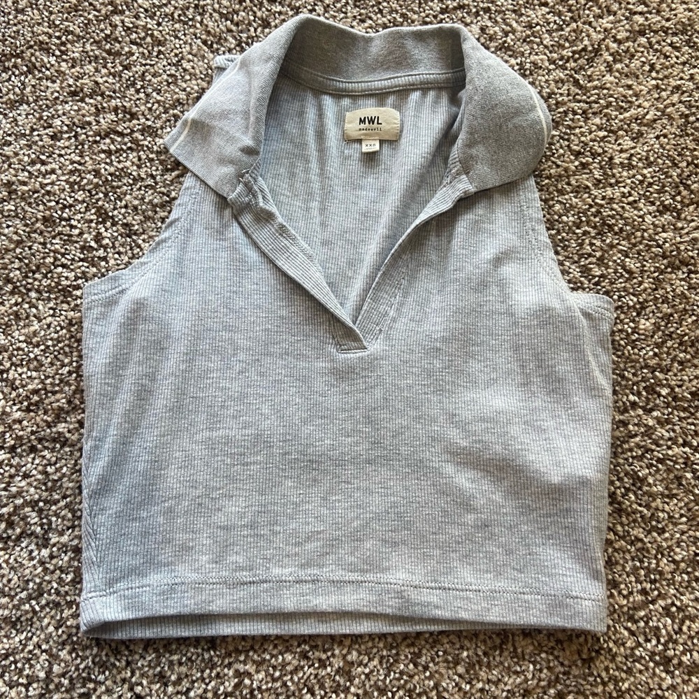 madewell cropped polo tank